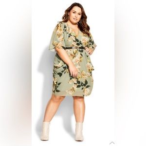 Color wrap print dress